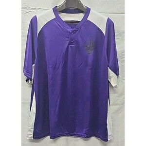 Augusta Men's Shirt Baseball Jersey, Purple/White 3XL With Skull Left Chest